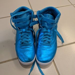 reebok freestyle hi metallic blue